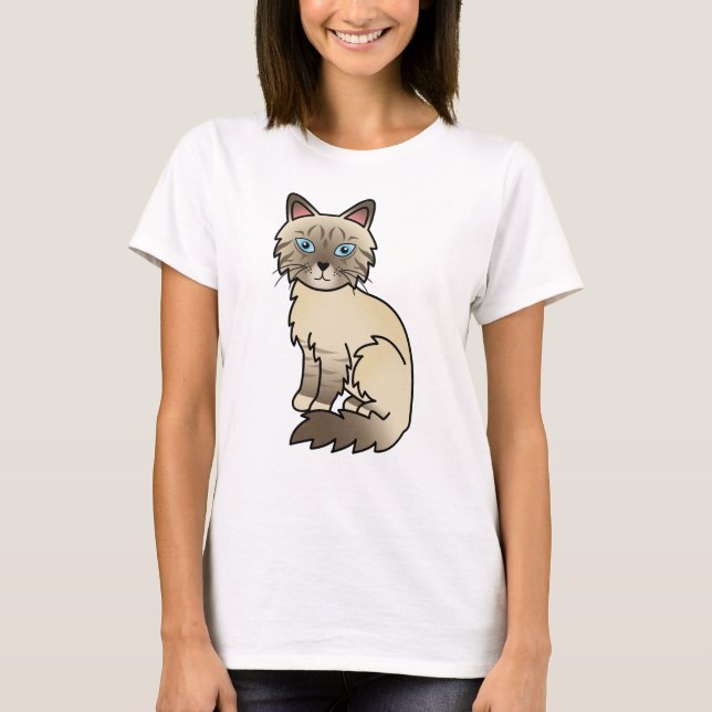 Camiseta Gato de desenho animado Birman / Ragdoll com pelag (Frente)