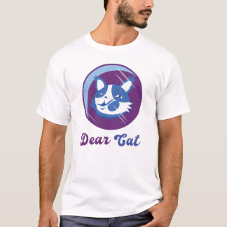 Camiseta Gato de Desenho Animado Caprichoso Gráfico - Azul 