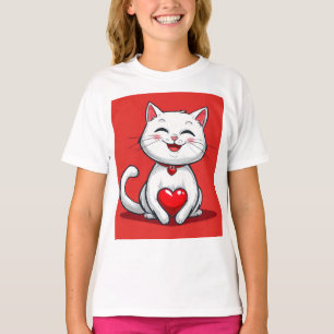 Camiseta Gato de desenho animado fofo apaixonado