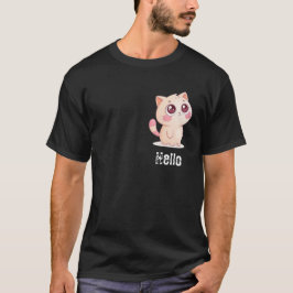 Camiseta Gato de desenho animado fofo dizendo Olá