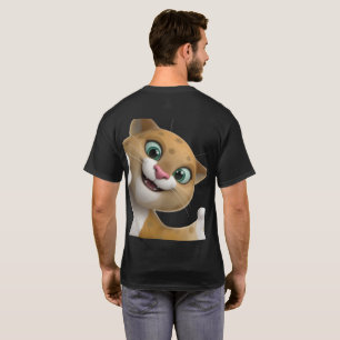 Camiseta Gato de Desenho Animado Fofo e Brincalhão Close-Up