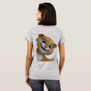 Camiseta Gato de Desenho Animado Fofo e Brincalhão Close-Up
