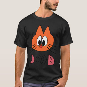 Camiseta Gato de desenho animado laranja com restos de um p