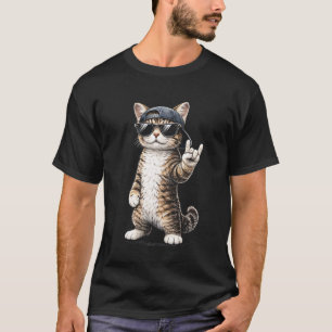 Camiseta Gato de Desenho Animado Legal Estilo de Rua Hip Ho