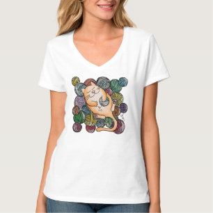 Camiseta Gato de desenho do ventilador de tricô ou crochê