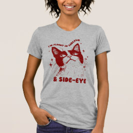 Camiseta Gato de Desenho "Sou Fluente em Sarcasmo e Olhar d