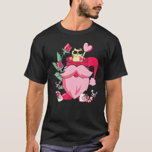 Camiseta Gato de Dia de os namorados Rosa Feliz na Taça do 