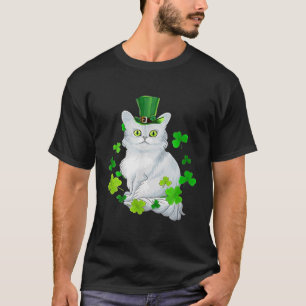 Camiseta Gato de Dia de São Patrício Feliz de Shamrock pa