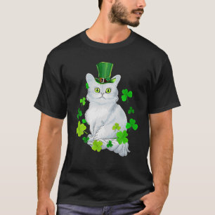 Camiseta Gato de Dia de São Patrício Feliz de Shamrock pa