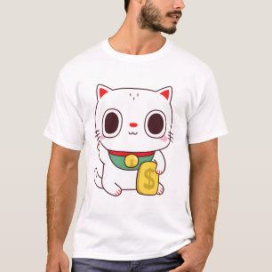 Camiseta Gato De Dinheiro Da Fortuna Da Fortuna Cute Maneki