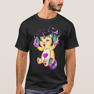 Camiseta Gato de Doces Unicórnio Uni gato Gato Colorido