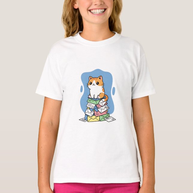 Camiseta Gato de E-mail Fofo para Crianças (Frente)