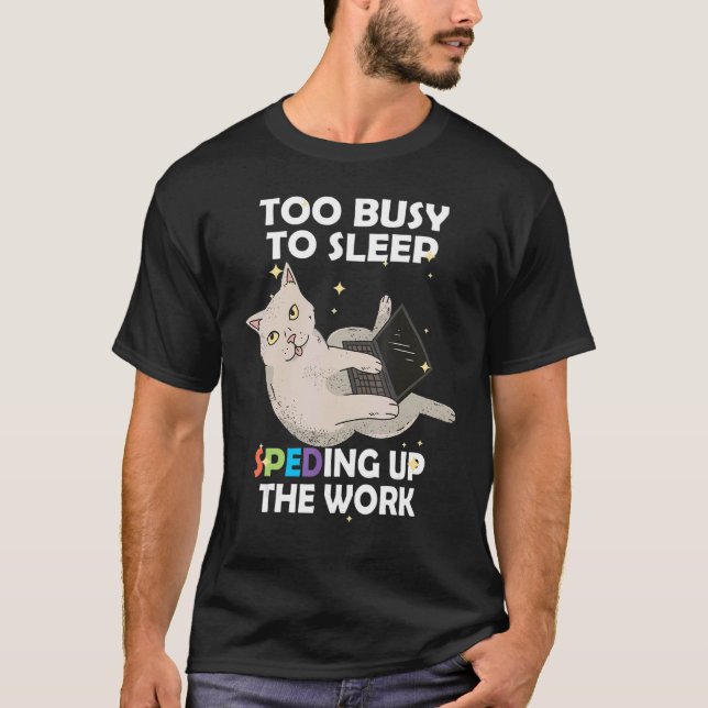 Camiseta Gato de Educação Especial Com Professor de Computa (Frente)