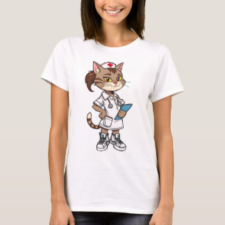 Camiseta Gato de Enfermeira Confiante - Estilo de Animação