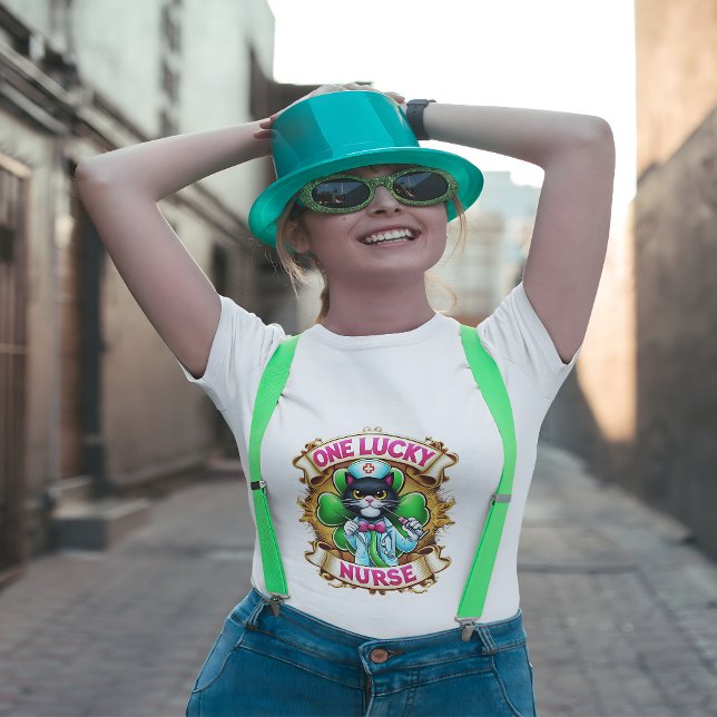 Camiseta Gato de Enfermeira Sortudo (Criador carregado)