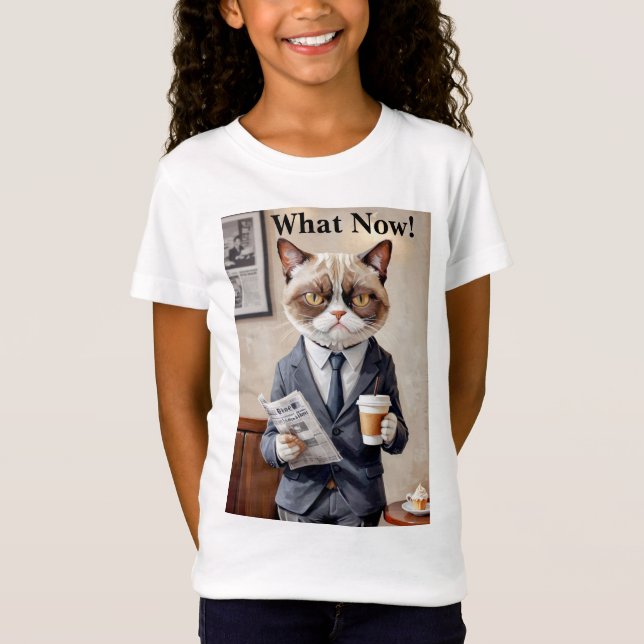 Camiseta Gato De Escritório Inadequado Que Agora (Frente)