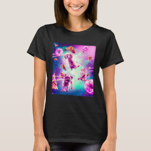 Camiseta Gato De Espaço De Olhos Laser Com Cachorro Pug Rai