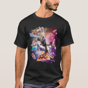 Camiseta Gato De Espaço De Olhos Laser No Dinossauro Unicór