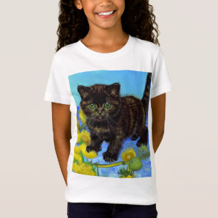 Camiseta Gato de estilo Van Gogh com Sunflower