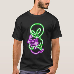 Camiseta Gato de Estimação Alienado Dia da Lua OVNI Amante