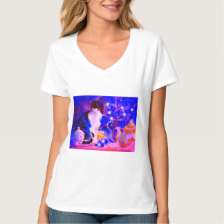 Camiseta Gato de estimação preto e branco de Natal