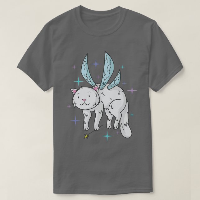 Camiseta Gato de fada com Asas e Fadas e (Frente do Design)