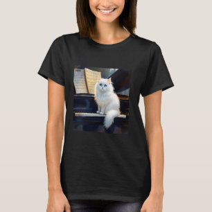 Camiseta Gato de Fantasia Ragdoll no Piano