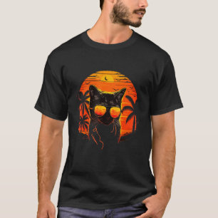 Camiseta Gato De Férias De Gato Em Óculos De Sol No Sunset