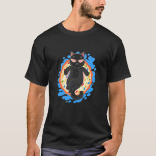 Camiseta Gato de Férias de Verão com Óculos de Sol em Nataç