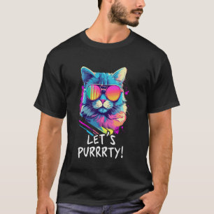 Camiseta Gato de Festa de Óculos de Sol Homens Mulheres 90s