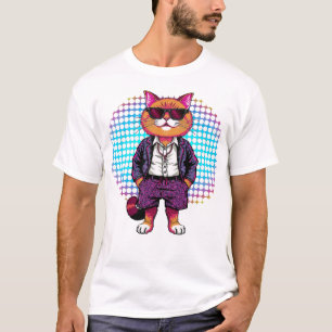 Camiseta Gato de festa em óculos de sol - Disco