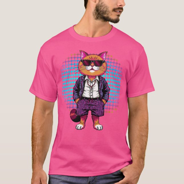 Camiseta Gato de festa em óculos de sol - Disco (Frente)