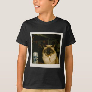Camiseta Gato de festa Meow lite - humor idiota de brainrot