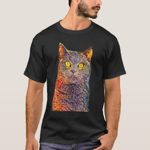 Camiseta Gato de Filtro de Pintagem de Óleo