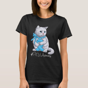 Camiseta Gato de Fita Azul Claro Azul Mês de Consciência PK