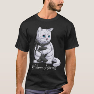 Camiseta Gato de Fita Preta do Mês de Sensibilização Melano