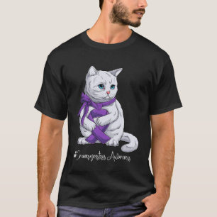 Camiseta Gato de Fita Roxa do Mês de Conscientização da Cra