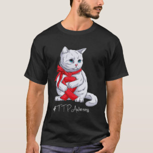 Camiseta Gato de Fita Vermelha do Mês de Conscientização da