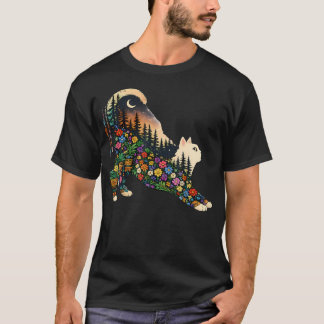 Camiseta Gato de Flores Silvestres Boho Planta Floresta Nat