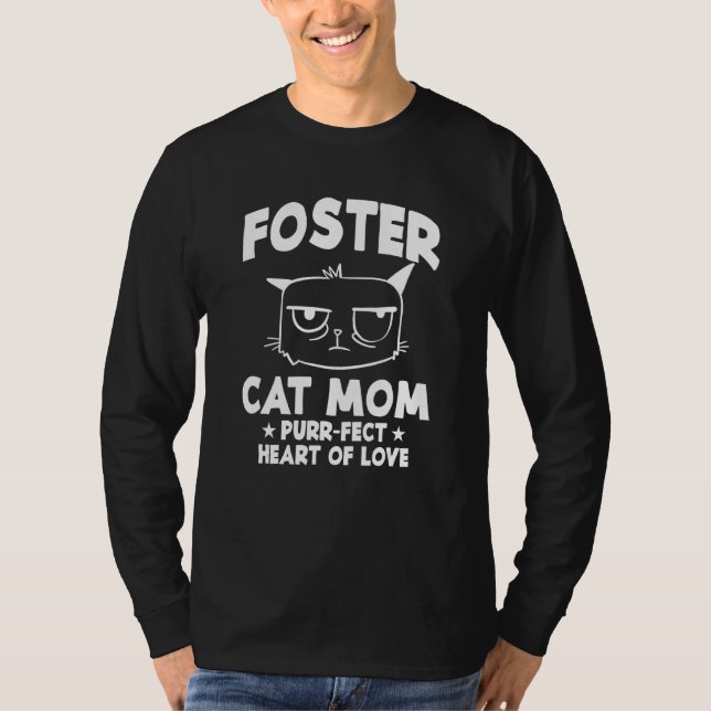 Camiseta Gato De Foster Mãe Purr Fecha Coração De Gatos Ani (Frente)