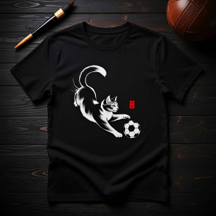 Camiseta Gato de Futebol Divertido - Amantes de Gatos e Fãs