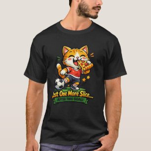 Camiseta Gato de Futebol Engraçado Comendo Pizza Desenho An