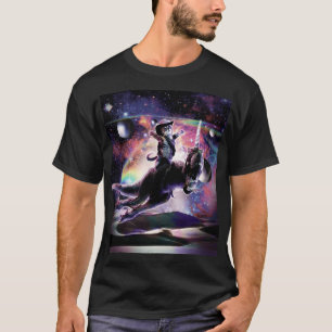 Camiseta Gato De Galáxia No Dinossauro Unicórnio No Espa