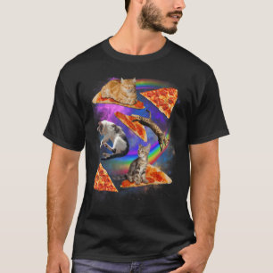 Camiseta Gato De Galáxia No Espaço Pizza 1