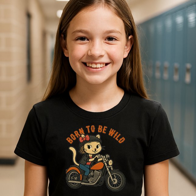 Camiseta Gato de Garota Biker de Rebelde Bonita (Criador carregado)