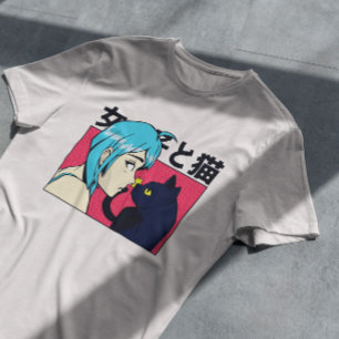 Camiseta Gato de Garota de Anime