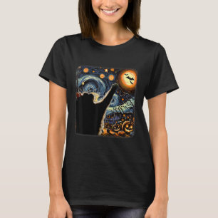 Camiseta Gato de Gata Negra Frio Van Gogh Starry Night Engr