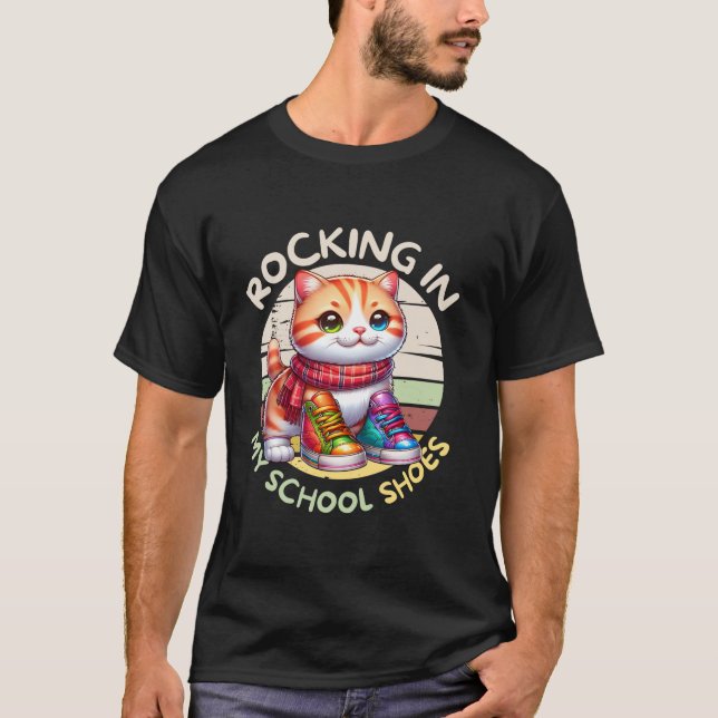 Camiseta Gato De Gatinho Bonito De Volta À Escola Enroscand (Frente)