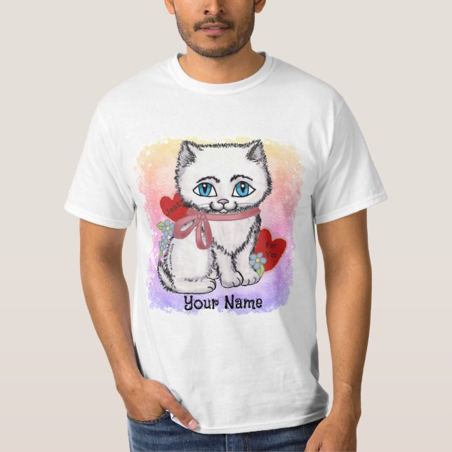 Camiseta Gato de Gatinho Branco (Frente)