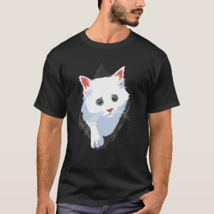 Camiseta Gato de Gatinho Branco e Bonito